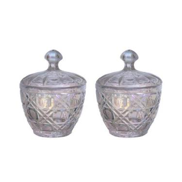 Imagem de Kit 2 Potiche Bombonier Baleiro Vidro Decoração Aura Bala Com Tampa - 