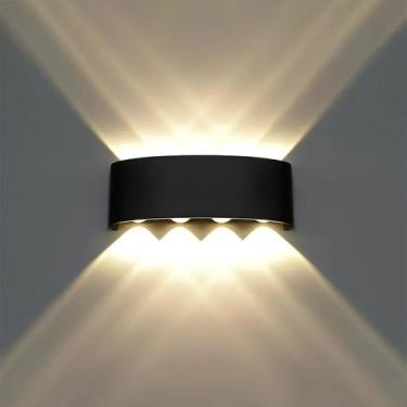 Imagem de Arandela de parede meia lua externa preta 8 fachos 3000k embuled