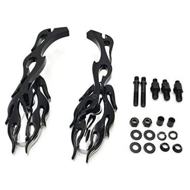 Imagem de Espelho retrovisor estilo chama SMT compatível com qualquer Cruiser Chopper personalizado preto novo [B00RW3ONX8]