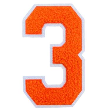 Imagem de 1 peça de patch de número de chenille laranja de 10 cm, remendos de ferro para chapéus, bolsas, mochilas, jeans, moletons com capuz, jaquetas, par com adesivos iniciais, letras grandes universitárias