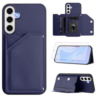 Imagem de Asuwish Capa de telefone para Samsung Galaxy S24 FE 5G capa carteira com protetor de tela de vidro temperado suporte suporte slot para cartão alça transversal cordão de couro celular S 24 EF AI S24FE