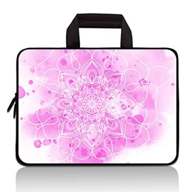 Imagem de HEABPY Capa universal para tablet infantil de 7 a 9 polegadas, bolsa de transporte de neoprene portátil para Apple iPad Mini, Samsung Galaxy Tab, Google, HP, Acer, ASUS (mandala rosa)