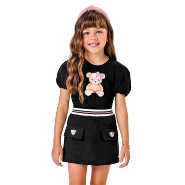 Imagem de Conjunto Menina Blusa Com Shorts Saia Trick Nick Preto Urso