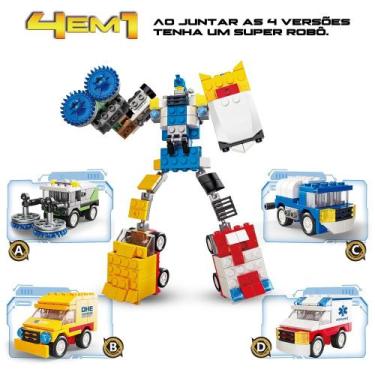 Imagem de Blocos de Montar Robô Blocks 2 em 1 Transforma Kit com 4 + Fricção - C