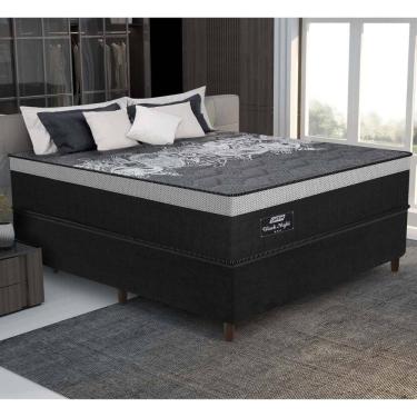 Imagem de Cama Box Conjugado Casal com Colchão (138x72x188) Black Night Gazin CR35353 Preto/Cinza