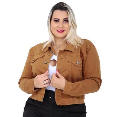 Imagem de Jaqueta Jeans Feminina  Plus Size  Cropped Cris - Lavanda Alecrim, G1 