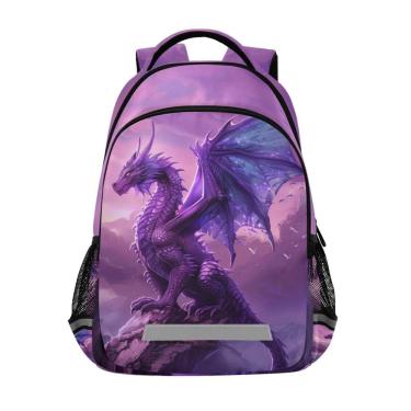 Imagem de Mochila LFICRTAN Purple Dragon para crianças de 6 a 12 anos