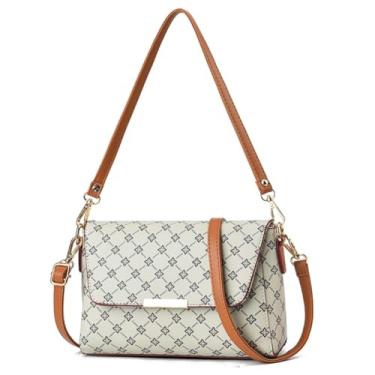 Imagem de preautool Bolsa de ombro de couro vegano pequena bolsa transversal feminina designer bolsa para celular carteira carteira alça ajustável, Bege1, Small