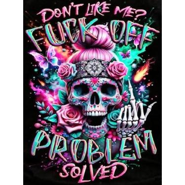 Imagem de Kits de ponto de cruz com estampa de crânio – Kits de ponto cruz contado de ponto cruz para iniciantes e adultos, padrões de flores, dimensões, bordados, artesanato e artesanato