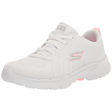 Imagem de Skechers Tênis feminino Go Walk 6-Sky Wind, Branco/Rosa, 7.5