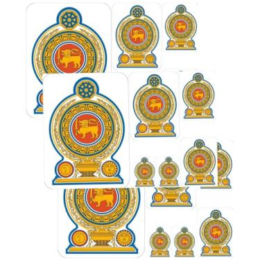 Imagem de vmcoatdu Adesivo de emblema nacional com impressão a laser brasão do Sri Lanka 3 peças em adesivos de vários tamanhos (vermelho Sri Lanka)