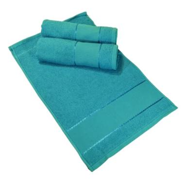 Imagem de Kit 12 Toalha Lavabo Mão Com Barra em Etamine para Bordar Ponto Cruz (Azul Pacífico)