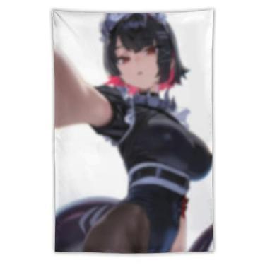 Imagem de LIEGBMEU Tapeçaria sexy de anime menina 101,6 cm x 152,4 cm arte de colcha de parede decoração de tapeçaria caprichosa AE18