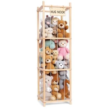 Imagem de Old Canal Stuffed Animal Storage Organizer, Wooden Plushies Storage, Space Save Toy Storage Organizer, Stuffed Animals Zoo Holder for Playroom, Bedroom Home Decor