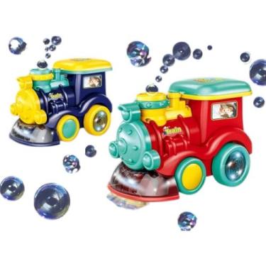 Imagem de Mini Trenzinho Solta Bolha Brinquedo Colorido Com Luz e Som Bate e Vol