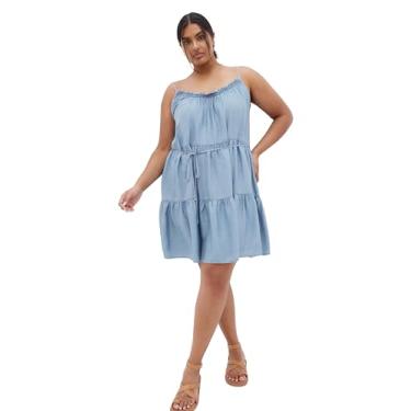 Imagem de City Chic Vestido feminino plus size - Sweet Tiers Mini, Lavagem leve, 50