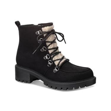 Imagem de SUN STONE Bota feminina Quiinnf de camurça sintética forrada com pele, Preto Mc, 39