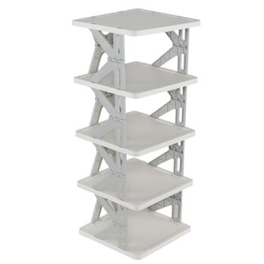 Imagem de Minekkyes Sapateira vertical pequena de 5 andares, sapateira dobrável para entrada da porta da frente, entrada, quarto