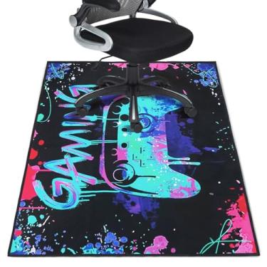 Imagem de Tapete de cadeira de jogos para piso de madeira 91 x 122 cm, tapete de cadeira de escritório para cadeiras com rodinhas de jogos, mesa de computador, tapetes protetores antiderrapantes para piso duro