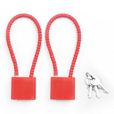 Imagem de YAODHADO Cadeados de bagagem com chaves, cadeados pequenos de bagagem para viagem, cadeados de mala de viagem, cadeado para lock, armário de academia (2 peças) (vermelho)