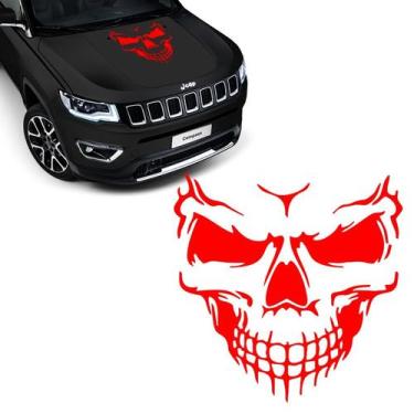 Imagem de Adesivo Caveira Skull Capô Carro Tuning Vermelho - Genérico - SPORTINO