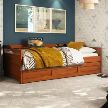 Imagem de Bicama Londrina Solteiro Castanho Claro Madeira Pinus - Saraiva