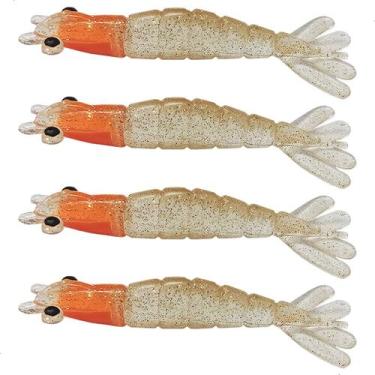 Imagem de kit 4 Iscas Camarão Artificial 8cm - Pesca Robalo Tucunare Corvina  - 
