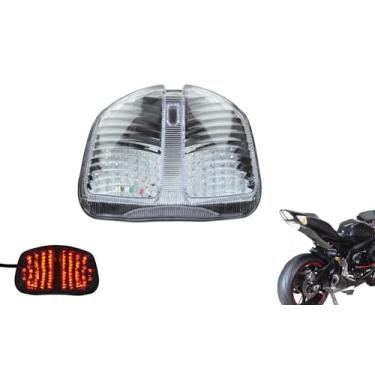 Imagem de TOPZONE Para Suzuki 2006-2007 GSXR600/GSXR750; luz traseira de freio com indicadores de seta integrados; 35710-01H30 (transparente, modelo de flash LED estilo 2)