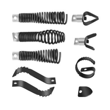 Imagem de 8 peças de acessórios de broca de drenagem de aço, ferramenta de limpeza de ralo doméstico para cabos de cobra de drenagem de 5/40.6 cm a 3/10.2 cm
