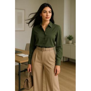 Imagem de Camisa Feminina Social Elegante Manga Longa com botoes - Bella Top Mod