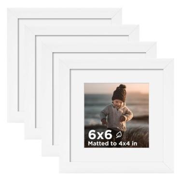 Imagem de Porta-retratos KINLINK White 6x6, conjunto de 4 para 4x4 ou 6x6
