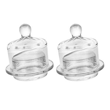 Imagem de Generic 2 peças de manteigueiras de vidro com tampa, suporte versátil, bandeja, recipiente de armazenamento para doces, sobremesas, geladeira