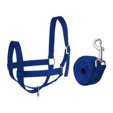 Imagem de KiBcsLic Cabresto de vaca com corda de guia ajustável para gado ao ar livre, cabresto de bezerro, bridão de touro para cavalo, potro, treinamento de animais, S