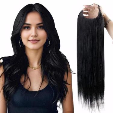 Imagem de Peruca U Part Full Shine, cabelo humano liso de 12 polegadas, preto