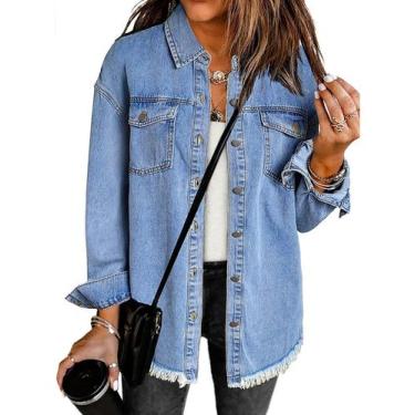 Imagem de Jaqueta jeans luvamia, moda feminina, manga comprida, tamanho grande