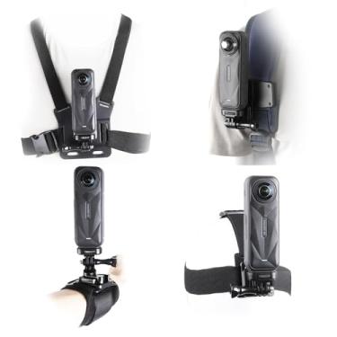 Imagem de Kit de acessórios para Insta360 One X5, One R, X e GoPro Hero 9, novo suporte de alça de cabeça de liberação rápida + arnês de montagem no peito + suporte de clipe de mochila + alça de pulso giratória