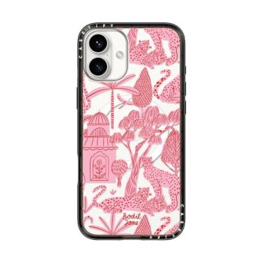 Imagem de CASETiFY Capa compacta para iPhone 16 Plus [fina e elegante/compatível com Magsafe/1,2 m. 2X proteção contra quedas de grau militar] - Cheetah Paradise Pink - Preto transparente