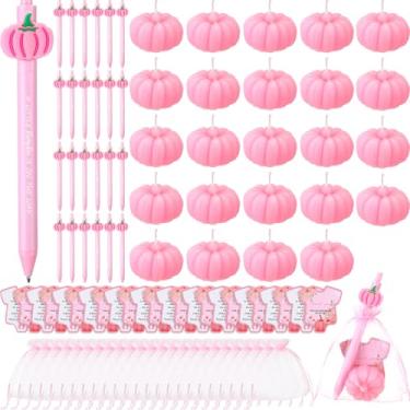 Imagem de AmazingSpark 24 conjuntos de lembrancinhas de chá de bebê de abóbora em forma de abóbora vela vela de outono com sacos de organza, etiquetas de agradecimento, Dia de Ação de Graças, outono, revelação