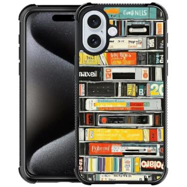 Imagem de Toulas Capa para iPhone 16, design retrô de fitas VHS, proteção completa à prova de choque, anti-arranhões, capa de TPU, capas para homens e mulheres
