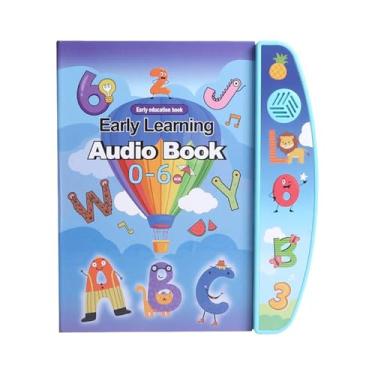 Imagem de Almencla Livro de áudio para aprendizagem de inglês, alfabeto inteligente, brinquedo educativo para crianças pequenas, aprendizado inicial de inglês, Azul