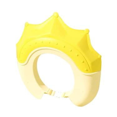 Imagem de simhoa Touca de banho para bebê, viseira de banho, proteção para olhos e ouvidos, chapéu de viseira flexível e fofo para banho para bebês, meninos meninas, Amarelo