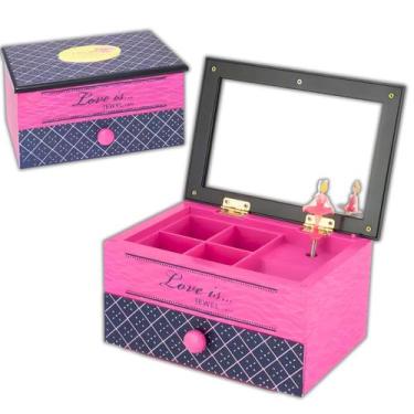 Imagem de Caixa de Música Porta Joias Love Is com Bailarina à Corda e Espelho Un