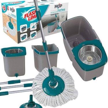 Imagem de Mop Giratório Pró duas águas, Cesto Inox e Divisor de água - Flash Lim