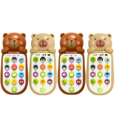 Imagem de Kit 4 Celular Infantil Musical Capivara Sons Animais Fesat Infantil Le
