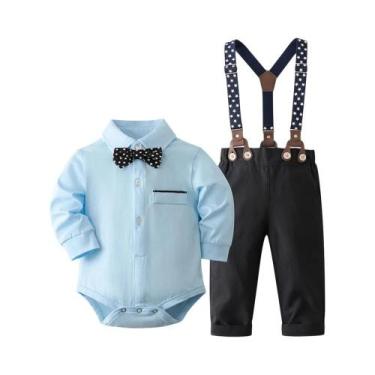 Imagem de Macacão de Algodão para Bebê Menino - Roupa Formal para 0 a 24 Meses, 