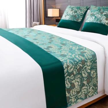 Imagem de Lenço de corredor de cama de hotel para quarto de luxo tiras decorativas para cama moderna toalha de cama macia proteção para cama de solteiro queen king tamanho verde||50 x 260 cm para cama de 2 m