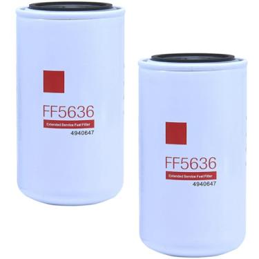 Imagem de Pacote com 2 filtros de combustível FF5636 (5 mícrons) substitui FF5813, 4940647, P550879, BF7924, 33936 compatível com motores Cummins ISC8.3 ISL9 ISB6.7 para caminhões internacionais, Kenworth, Mack