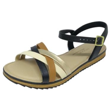 Imagem de Sandália Rasteirinha Feminina Conforto Metalizado Modare