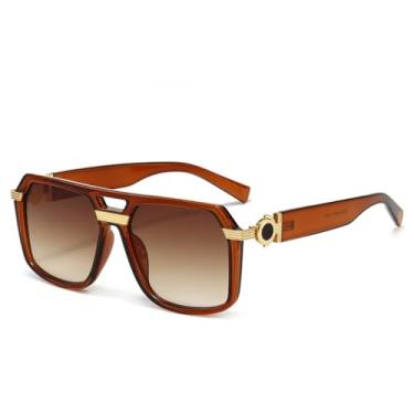 Imagem de Óculos de sol grandes para mulheres e homens, armação grande, UV400 (chá)