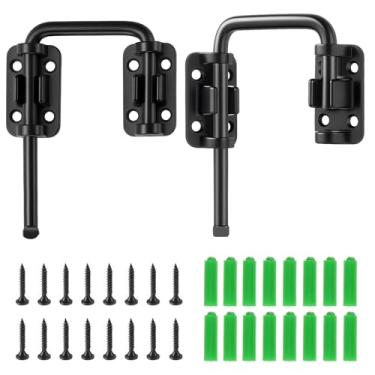 Imagem de GOZOLA Trava deslizante para porta de pátio de 2 peças, trava de porta de tela em forma de U de 2,36 polegadas, instalação ajustável de 90/180°, melhora a segurança da casa/criança/animal de estimação